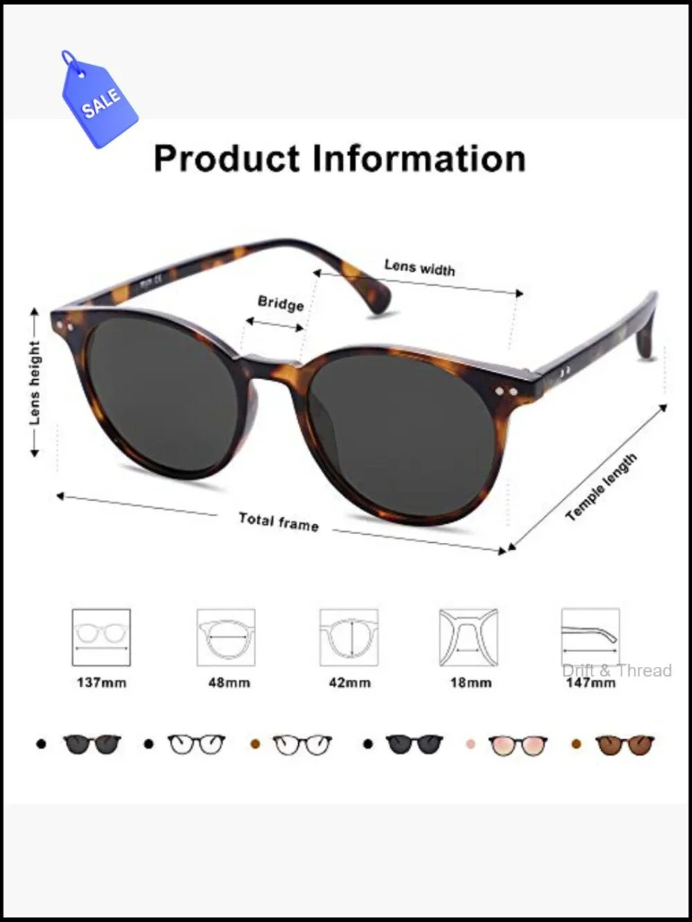 Vintage Round Polarized Sunglasses UV400 Lightweight Unisex